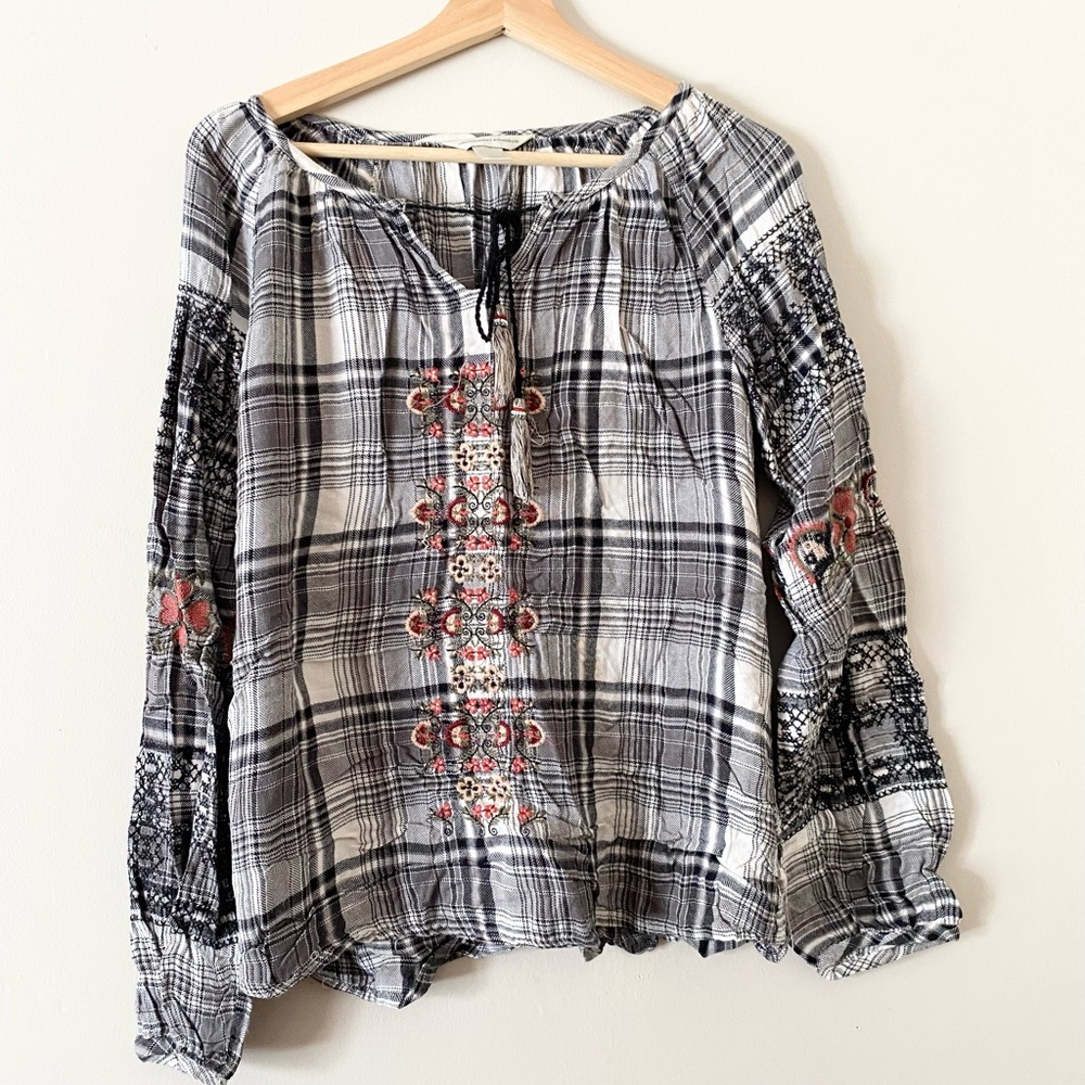 *LAST CHANCE* Christopher & Banks • Plaid Peasant Top